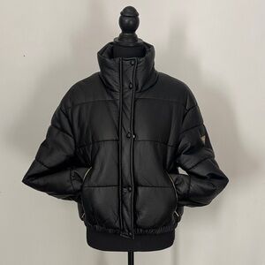 Guess Faux-leather puffer coat